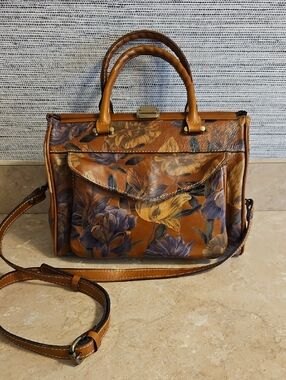 Patricia Nash Vintage-Style Floral Italian Leather Satchel, Boho, Doctor's Bag